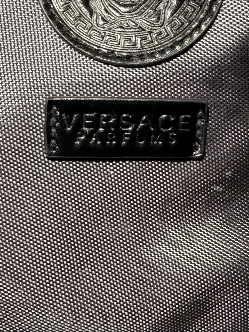 Versace Parfums Gray Medusa Nylon Backpack